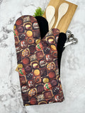 Oven mitts. Food. Chocolate
