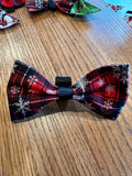 Dog Bow Tie. Red Plaid with Snowflakes.