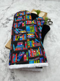 Oven Mitts. Books. Neon Bookshelf.