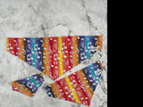 Dog bandanas. Lifestyle. Music rainbow. Small, medium or large. It fits ON the collar!