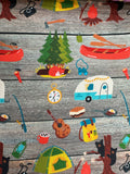 Fabric. Camping. Half or full yard. Polyester