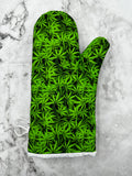 Oven mitts. Flowers. Cannabis