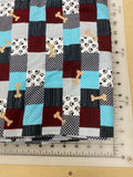 Plaid Dog bandanas. Multi coloured and bones plaid. Small, medium, large, fits ON the collar!