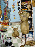 Oven mitts. Animals. Cats in the sewing room