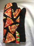 Oven mitts. Food. Pizza
