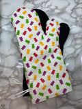Oven mitts. Food. Gummy Bears