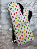 Oven mitts. Food. Gummy Bears
