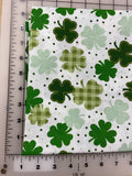 Irish clovers on white. Dog Bandana. S/M/L, fits ON the collar!