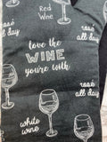 Oven mitts. Food. Wine glasses