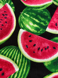 Oven mitts. Food. Watermelon