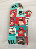 Oven mitts. Pop Culture! Grumpy cat.
