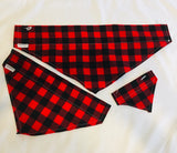 Plaid Dog bandanas! Red buffalo plaid. Small, medium and large. It fits ON the collar!