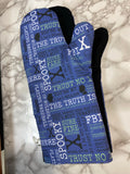Oven mitts. Pop Culture. X Files.