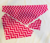 Dog bandanas. Lifestyle. Small, medium and large pink. It fits ON the collar!