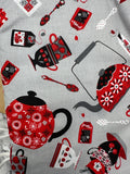 Oven Mitts. Food. Teapot and bags.