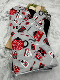 Oven Mitts. Food. Teapot and bags.