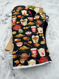 Oven Mitts. Food. Chinese take out.