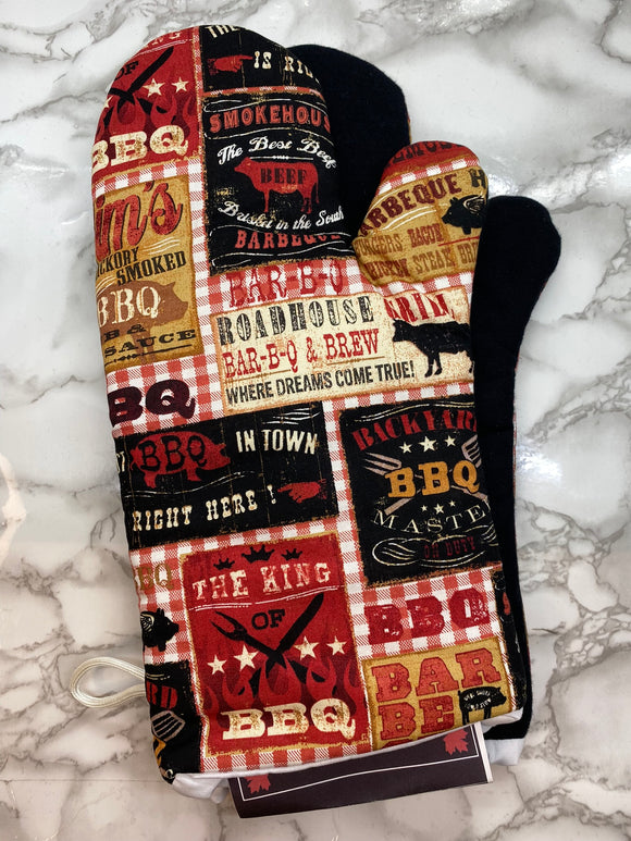 Oven Mitts. Food. BBQ signs.