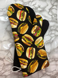 Oven Mitts. Food. Hamburgers.