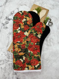 Oven Mitts. Christmas. Poinsettias.