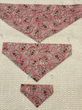 Paisley Dog bandanas, pink . Small, medium, large, fits ON the collar!