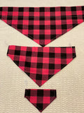 Plaid Dog bandanas. Pink plaid. Small, medium, large, fits ON the collar!