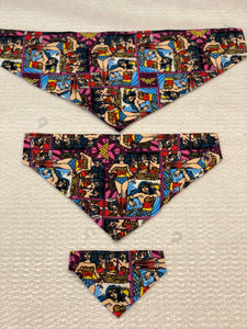 Pop Culture Dog bandanas. Wonder Woman. Small, medium, large, fits ON the collar!