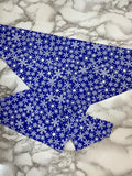 Christmas Dog bandanas. Blue snowflakes, small, medium, large, fits ON the collar!