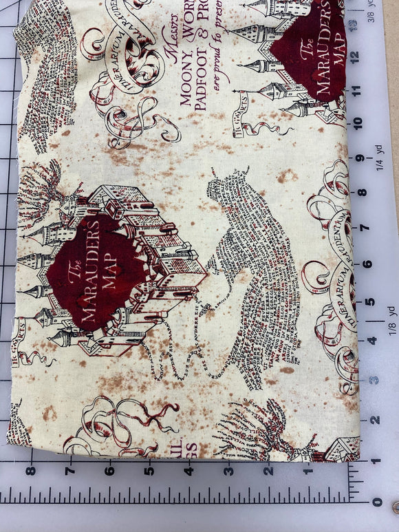 Pop Culture Dog bandanas. HP marauders map beige. Small, medium, large, fits ON the collar!