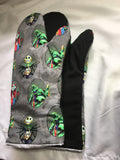 Oven mitts. Pop culture. Nightmare Before Christmas. Neon