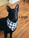 Plaid Dog bandanas. Blue plaid. Small, medium, large, fits ON the collar!