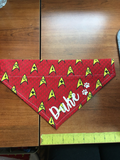 Dog bandanas. Lifestyle. Traditional bandana red. Small, medium, large, fits ON the collar!