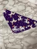 Animals Dog bandanas. Unicorns on purple, small, medium, large, fits ON the collar!
